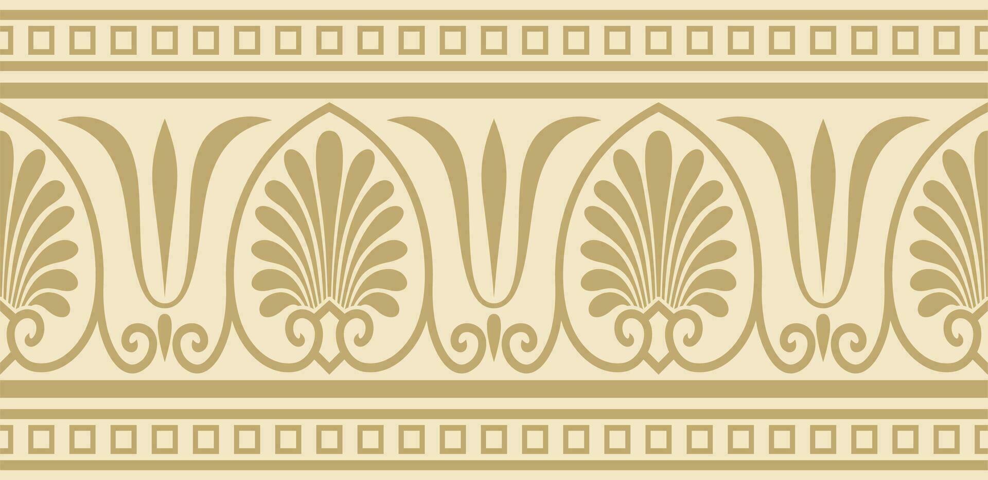 Vector golden seamless classic greek ornament. Endless European pattern. Border, frame Ancient Greece, Roman Empire