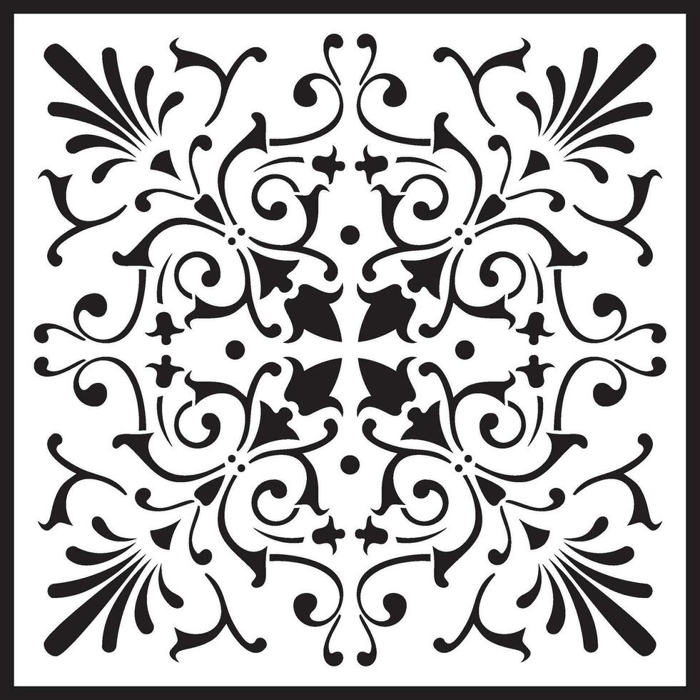 Vector monochrome square European ornament. Classic pattern of Ancient Greece, Roman Empire. Suitable for sandblasting, plotter and laser cutting.