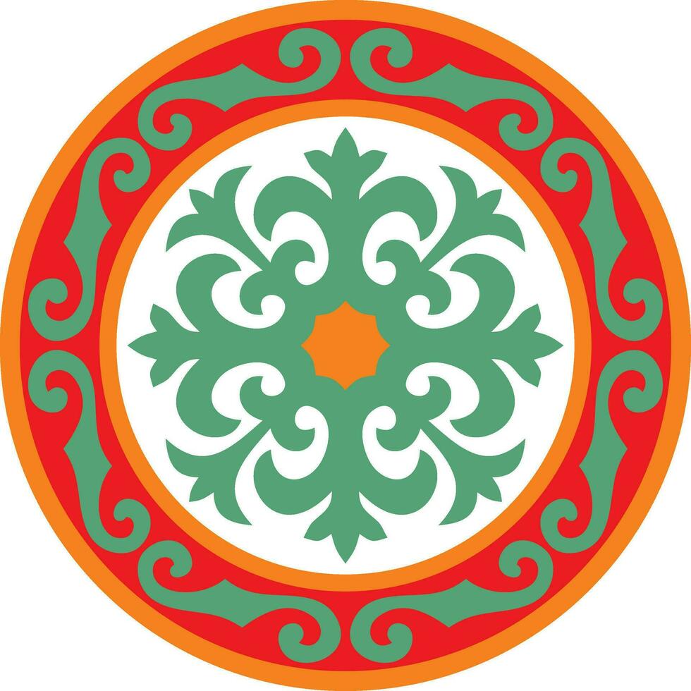 vector de colores redondo kazakh nacional ornamento. étnico modelo de el pueblos de el genial estepa, mongoles, kirguís, kalmyks, .buryats. círculo, marco frontera