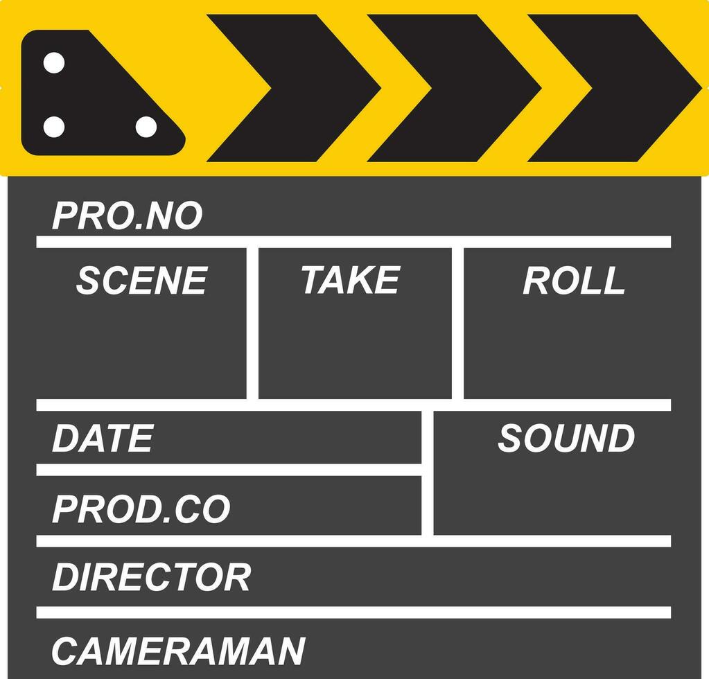 Vector drawing of an closed clapperboard. Subject for the film industry. Production, filming, movies