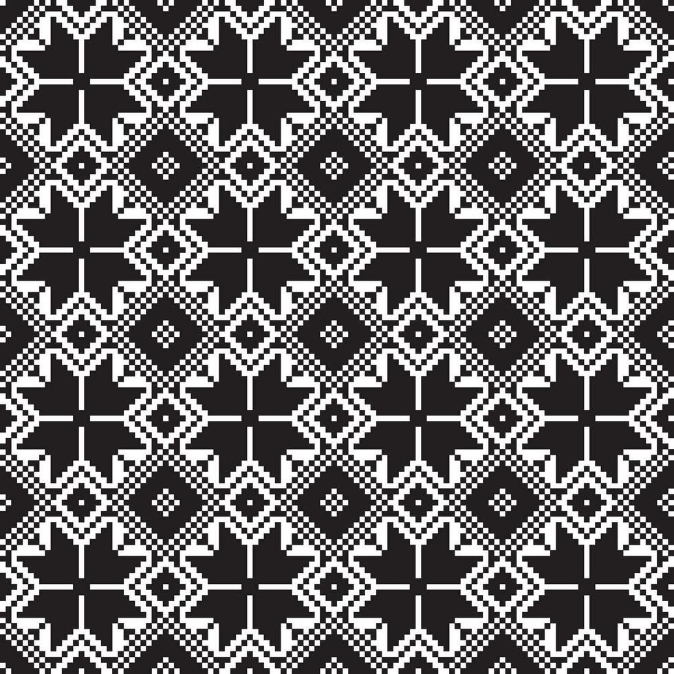 Vector seamless Ukrainian pattern. Ornament of the Slavic peoples of Eastern Europe. Cross stitch pattern