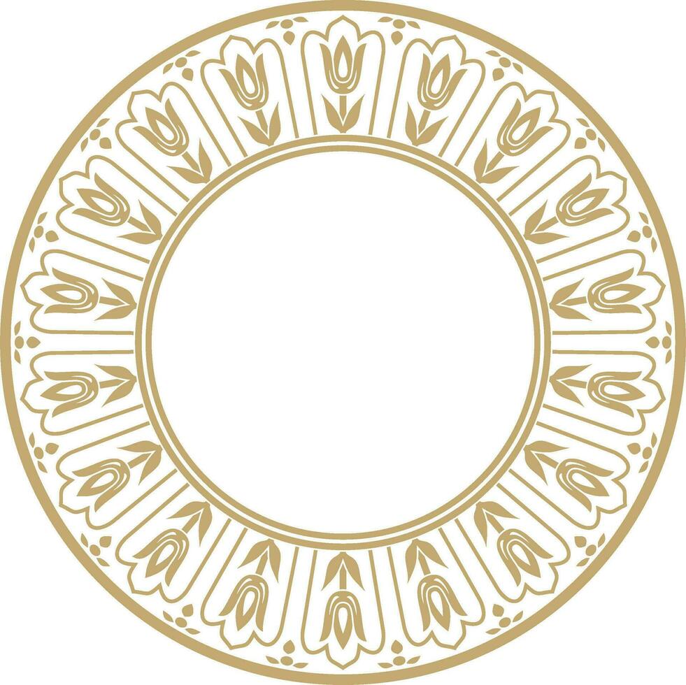 Vector gold round turkish ornament. Endless Ottoman national border, frame, rectangle