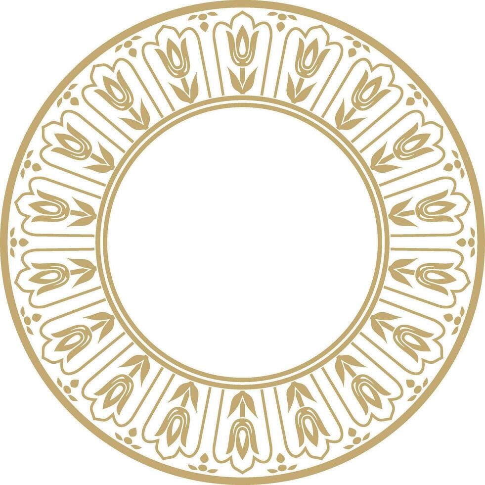 Vector gold round turkish ornament. Endless Ottoman national border, frame, rectangle