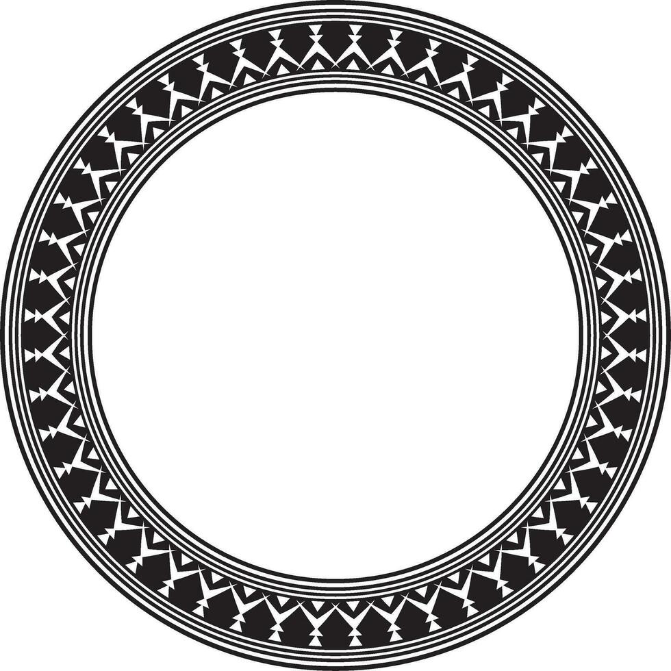 Vector monochrome black round Yakut ornament. Endless circle, border, frame of the northern peoples of the Far East