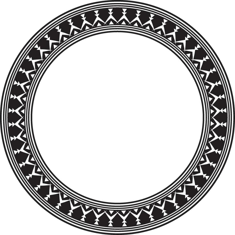 Vector monochrome black round Yakut ornament. Endless circle, border, frame of the northern peoples of the Far East