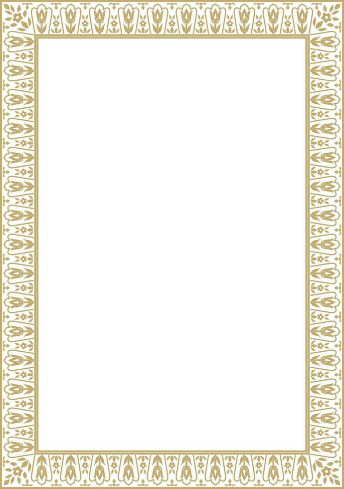 Vector gold square turkish ornament. Endless Ottoman national border, frame, rectangle