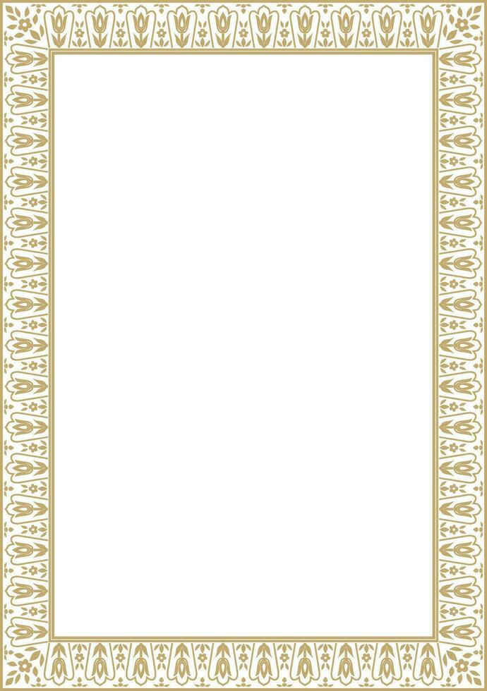 Vector gold square turkish ornament. Endless Ottoman national border, frame, rectangle