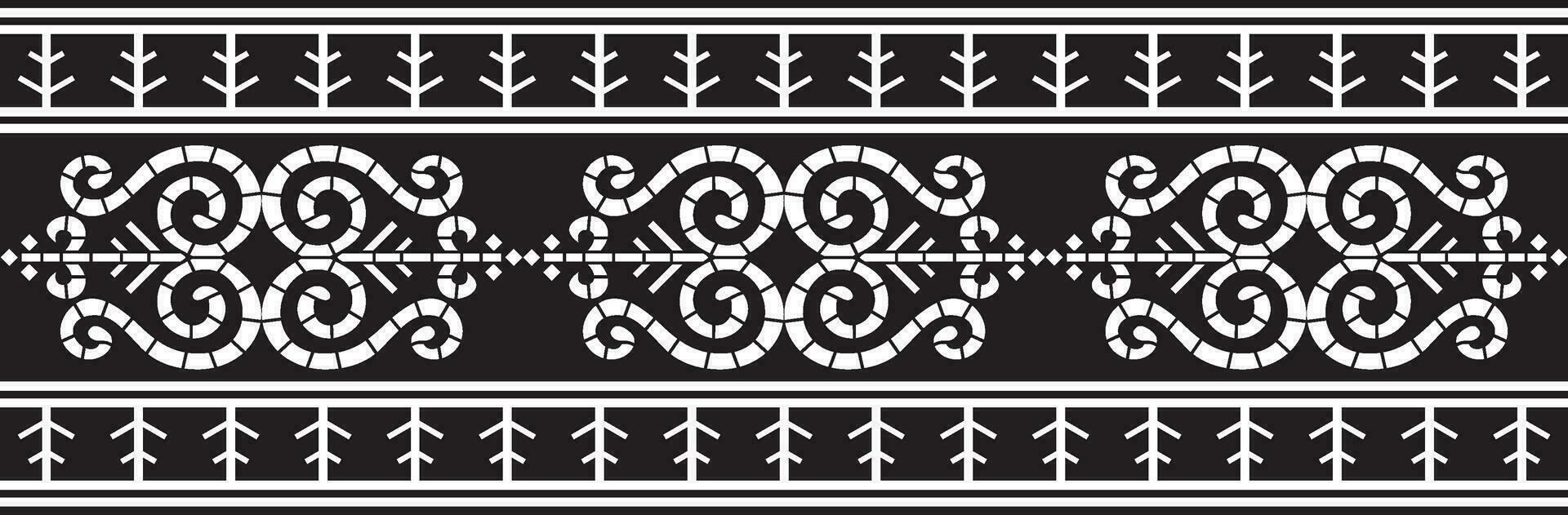 vector monocromo negro sin costura yakuto ornamento. interminable borde, marco de el del Norte pueblos de el lejos este