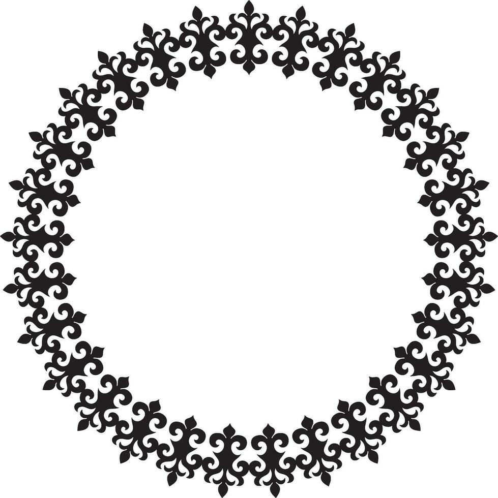 vector kazakh redondo monocromo marco. ornamental circulo de nómada pueblos de el genial estepa