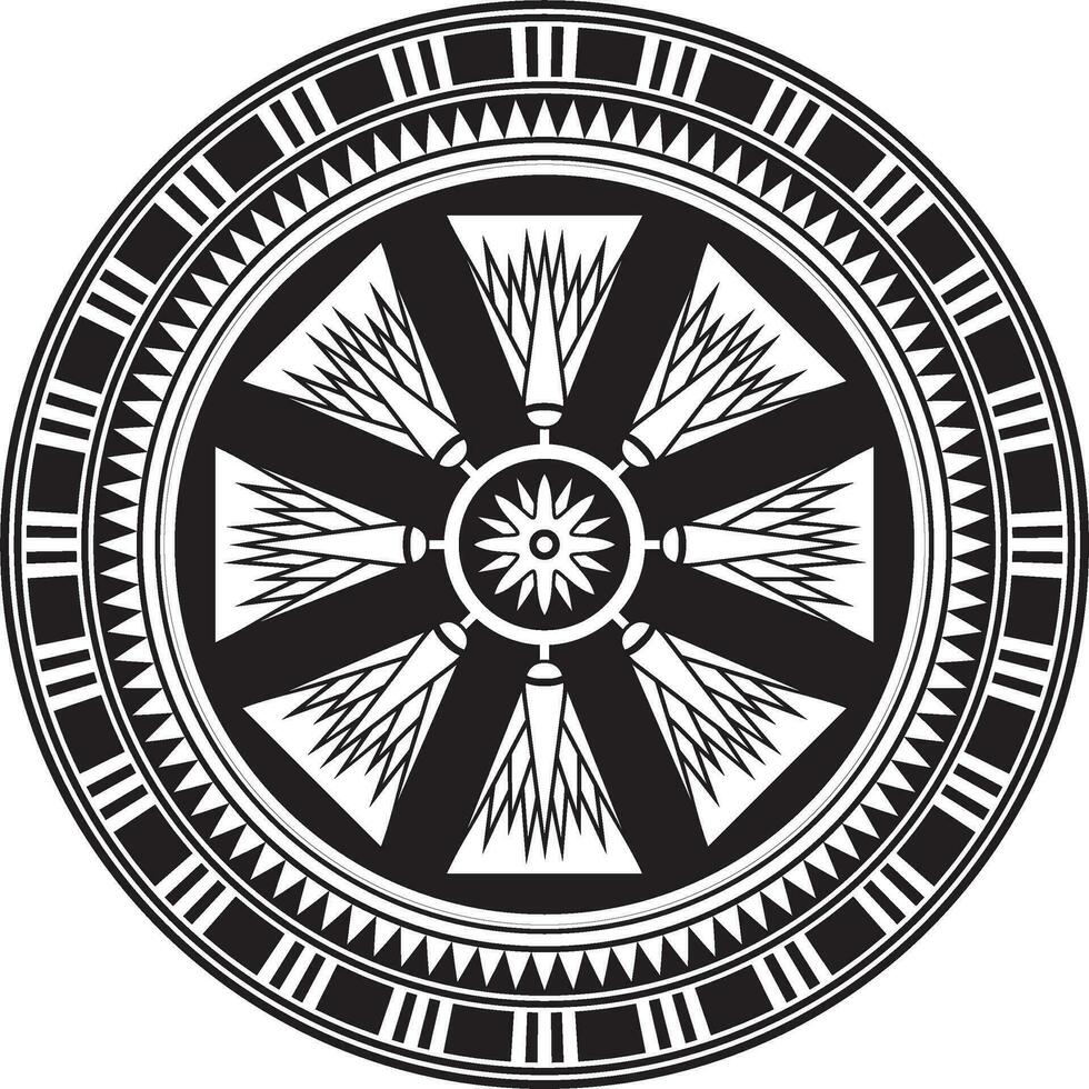 Vector round black monochrome Egyptian ornament. Endless circle border, ancient Egypt frame