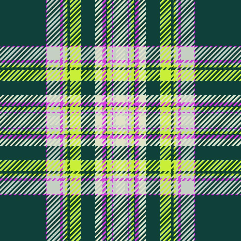 Plaid check pattern in green color. Seamless fabric texture. Tartan textile print. vector