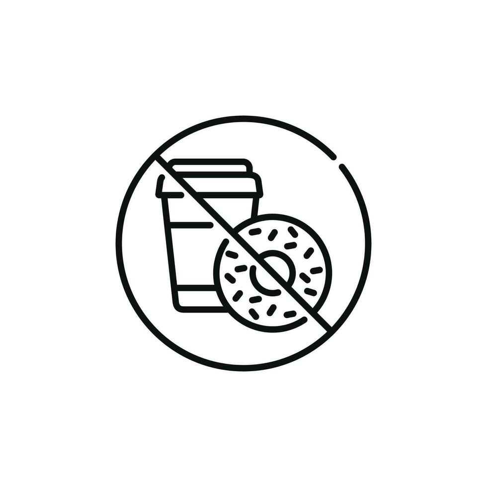 No food and drinks allowed line icon symbol. No eating line icon isolated on white background vector