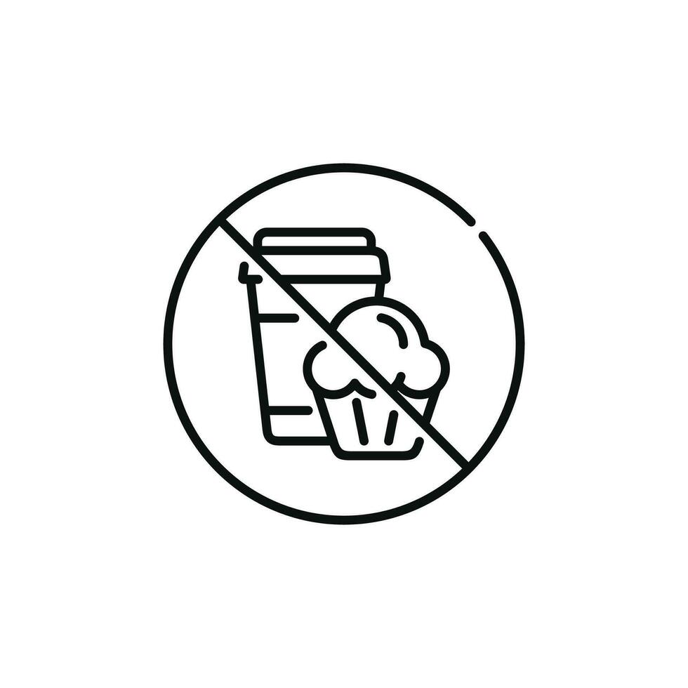 No food and drinks allowed line icon symbol. No eating line icon isolated on white background vector