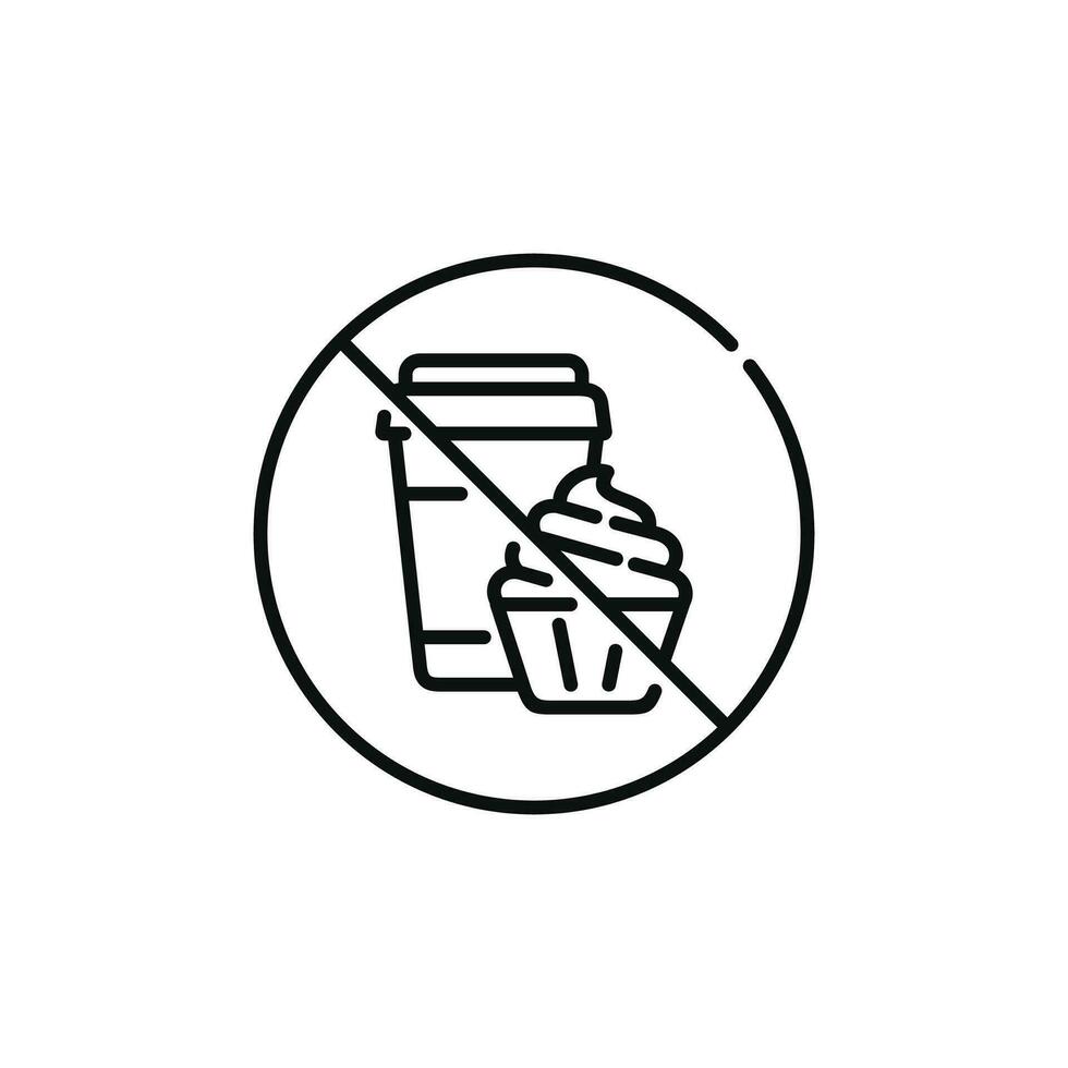 No food and drinks allowed line icon symbol. No eating line icon isolated on white background vector