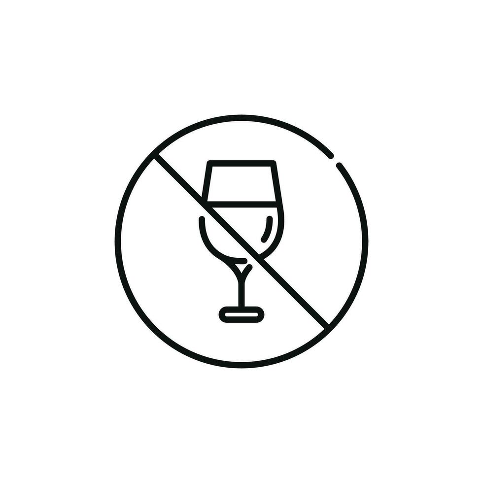 No alcohol line icon sign symbol isolated on white background vector