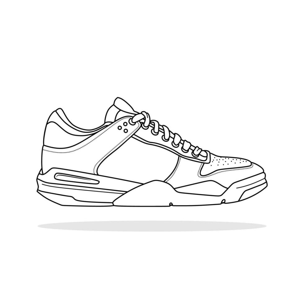 Shoe illustration sneaker outline sketch vector