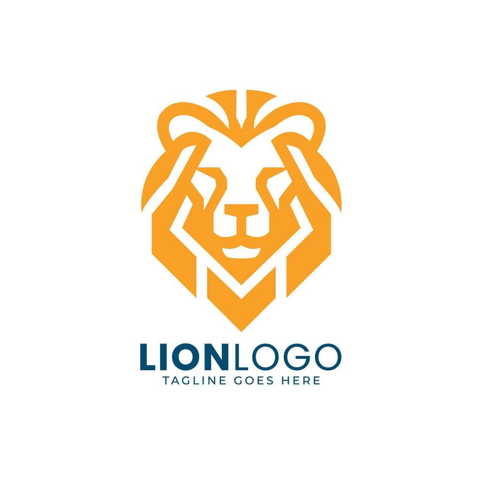 Minimall Lion Head Logo design template, Geometric Lion Face Vector