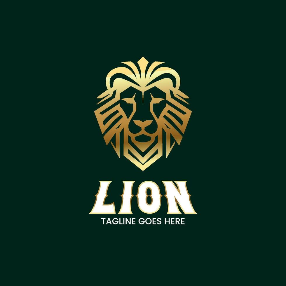 Golden Lion Head Logo, Gradient Lion Logo Design Template vector
