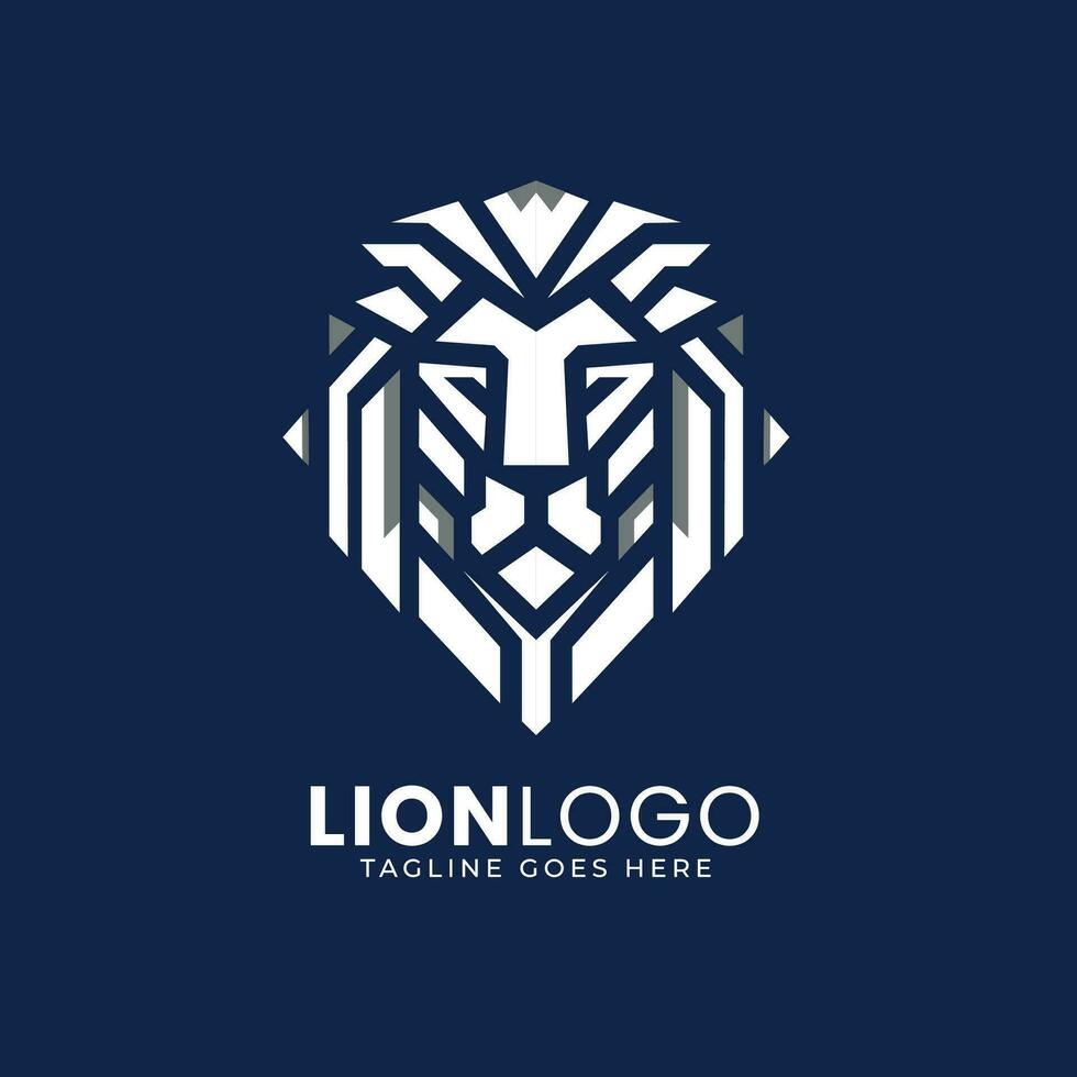 Minimall Lion Head Logo design template, Geometric Lion Face Vector