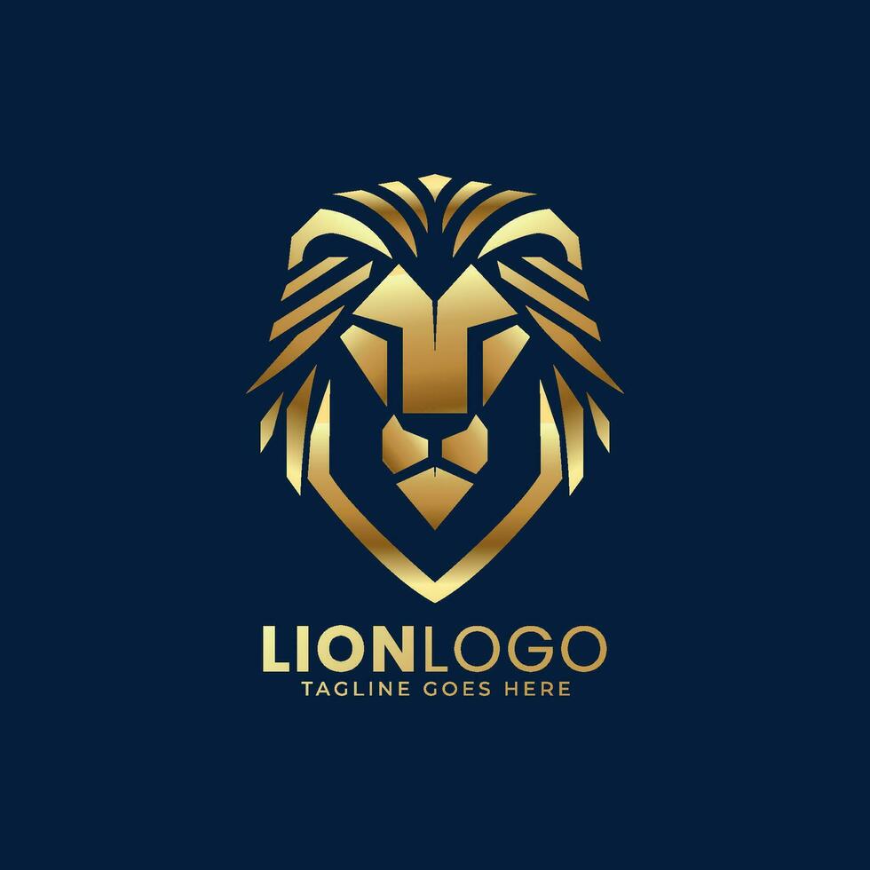 Minimall Lion Head Logo design template, Geometric Lion Face Vector