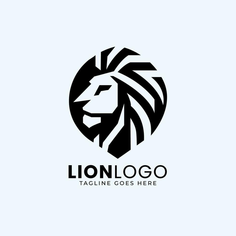 Minimall Lion Head Logo design template, Geometric Lion Face Vector