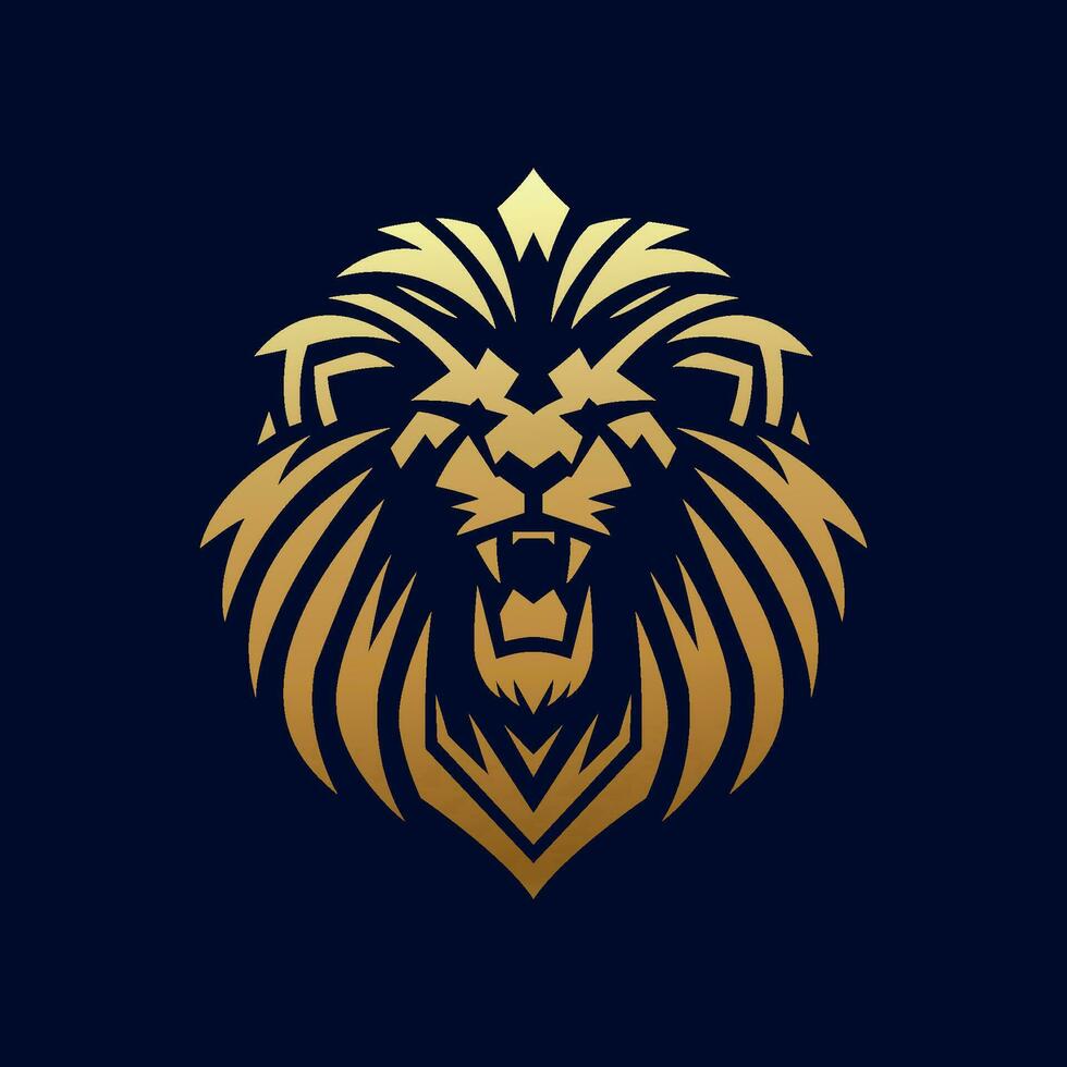 Gold Lion head logo design, Vector Lion Face