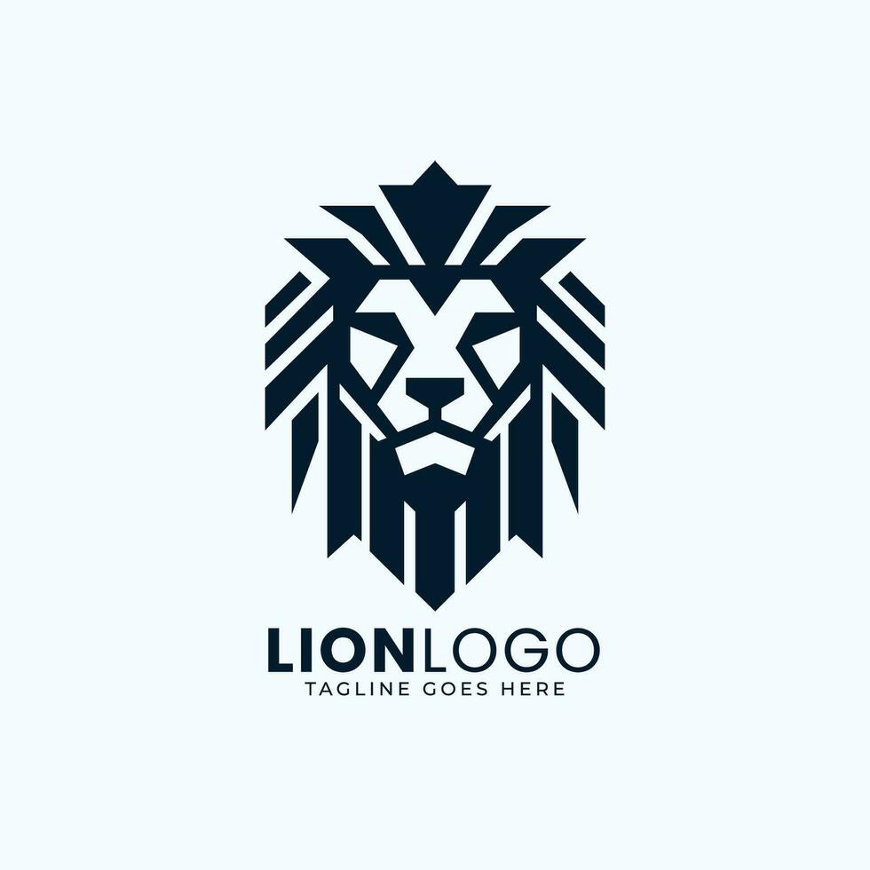 Minimall Lion Head Logo design template, Geometric Lion Face Vector