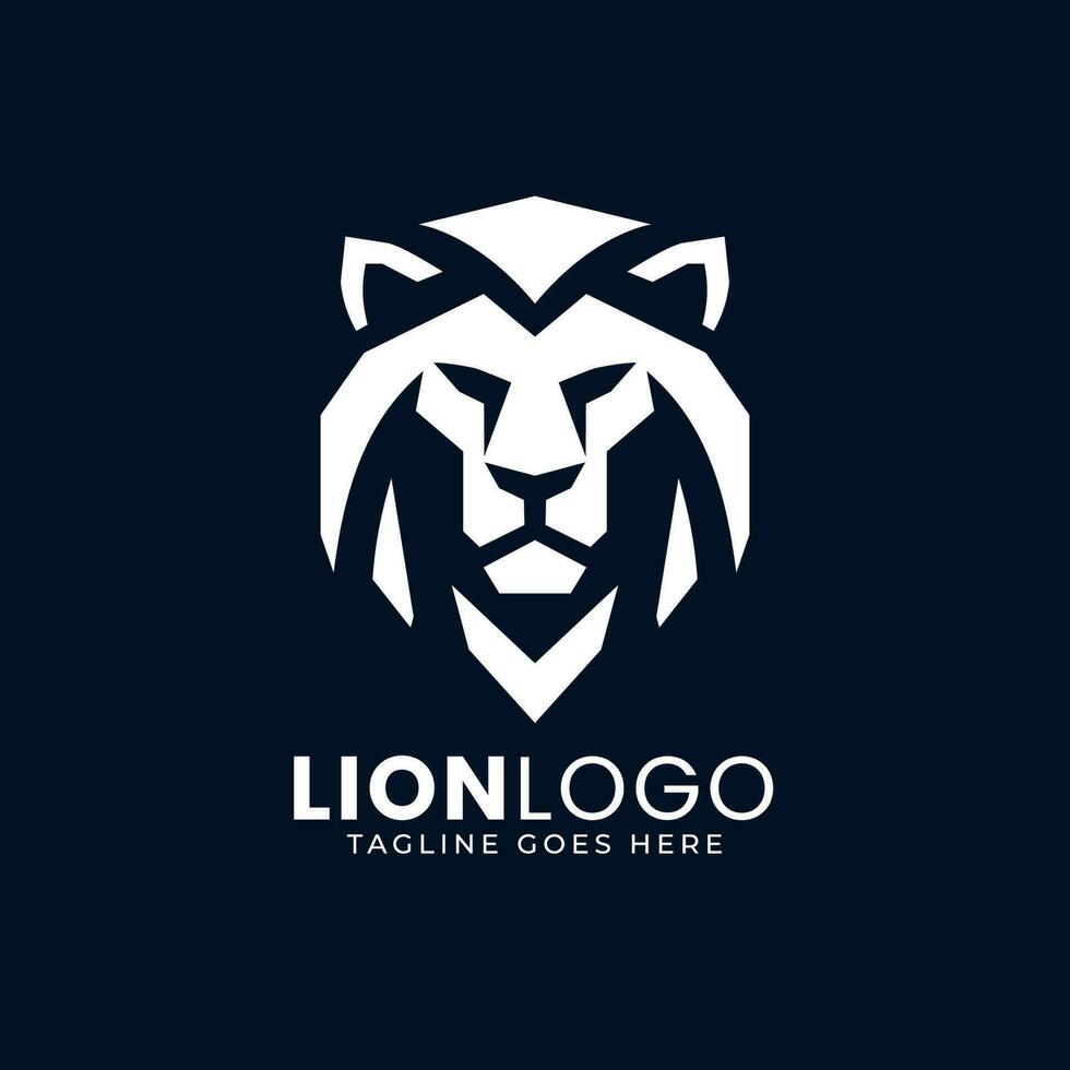 Minimall Lion Head Logo design template, Geometric Lion Face Vector