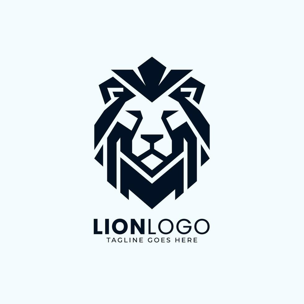 pequeño centro comercial león cabeza logo diseño plantilla, geométrico león cara vector