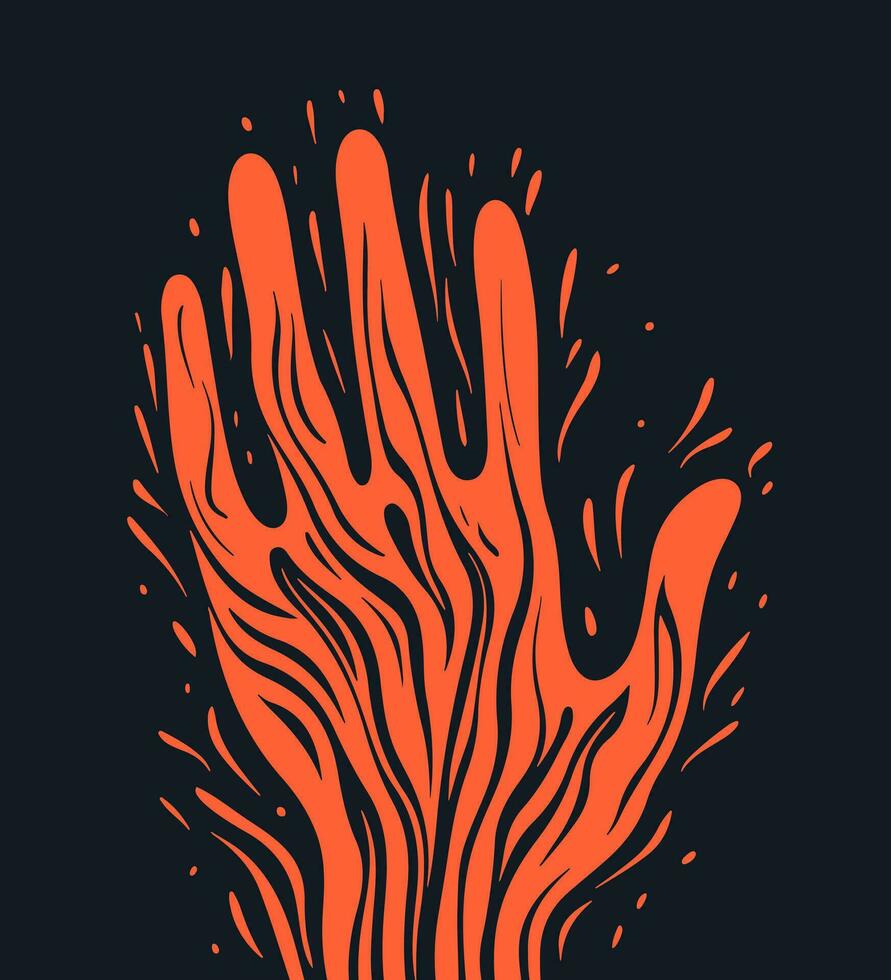 Palm, artistic hand icon. Abstract vector art. Isolated flat sign, logo illustration. Fire or curvy organic shapes