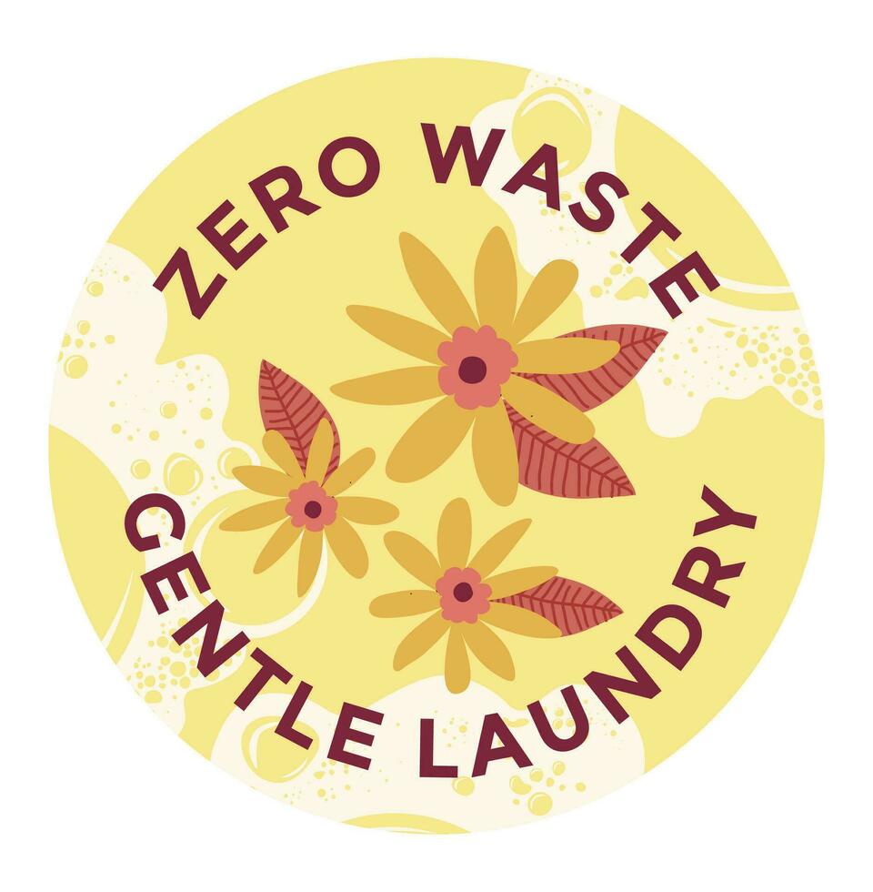 Zero waste gentle laundry and washing label vector