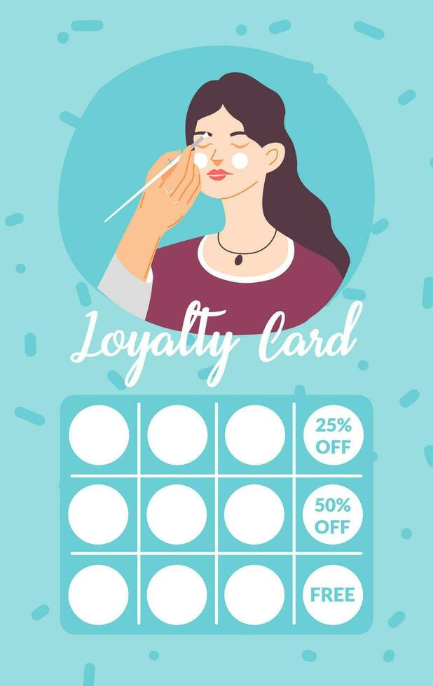 Makeup artist service, beauty routine loyalty card vector