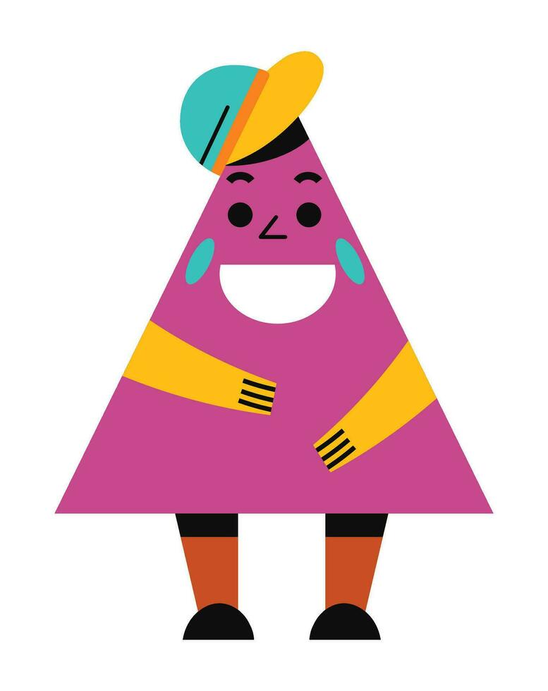 Boy character, triangle with smiling face vector