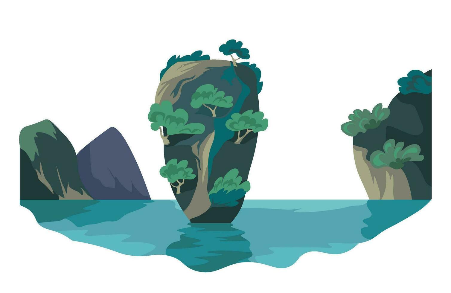 Phuket Thailand landscape with rocks and seascape vector