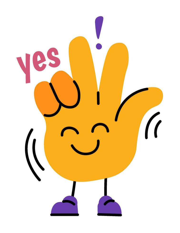 Hand character, gestures of agreement satisfaction vector