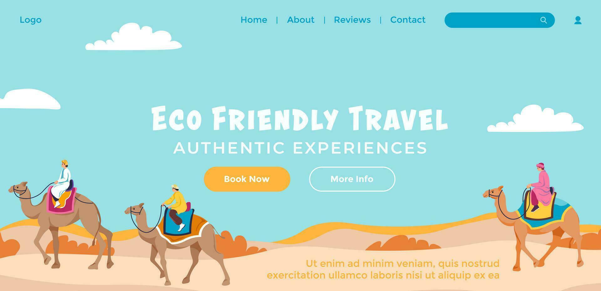 Ecological travel on camels authentic experience vector