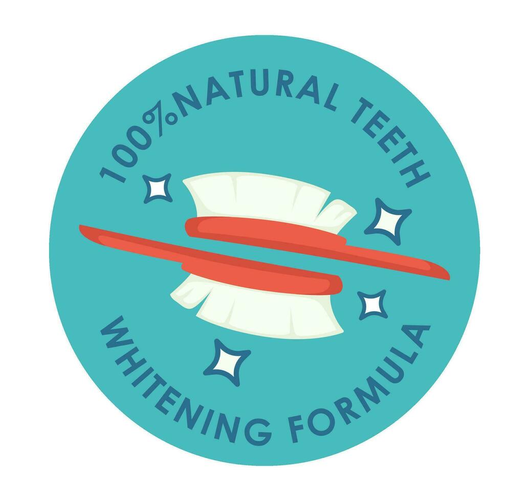 Natural formula for whitening tooth enamel, label vector