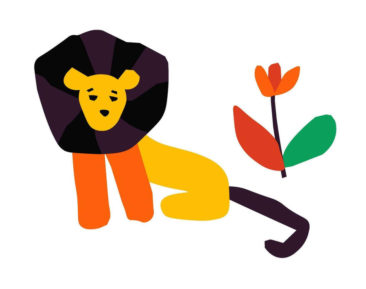 niños creatividad actividad de león y flor, arte vector