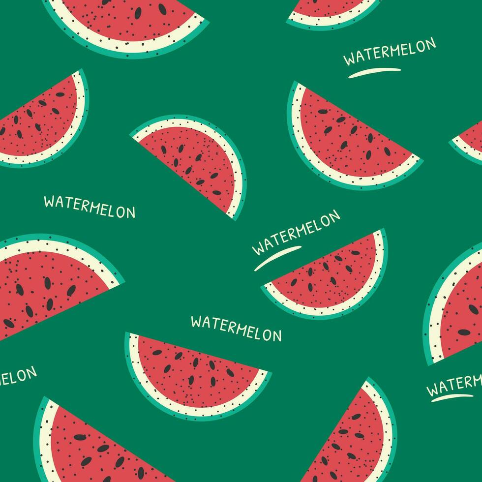 Seamless pattern with slices of ripe watermelon vector