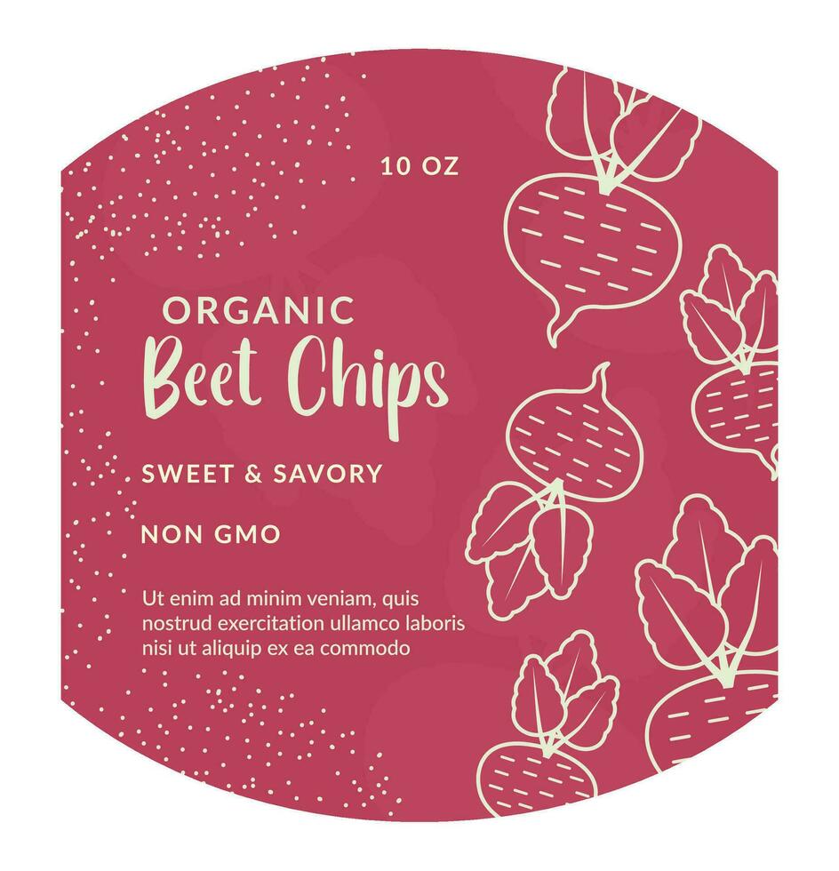 Organic beet chips, sweet and savory, non gmo vector