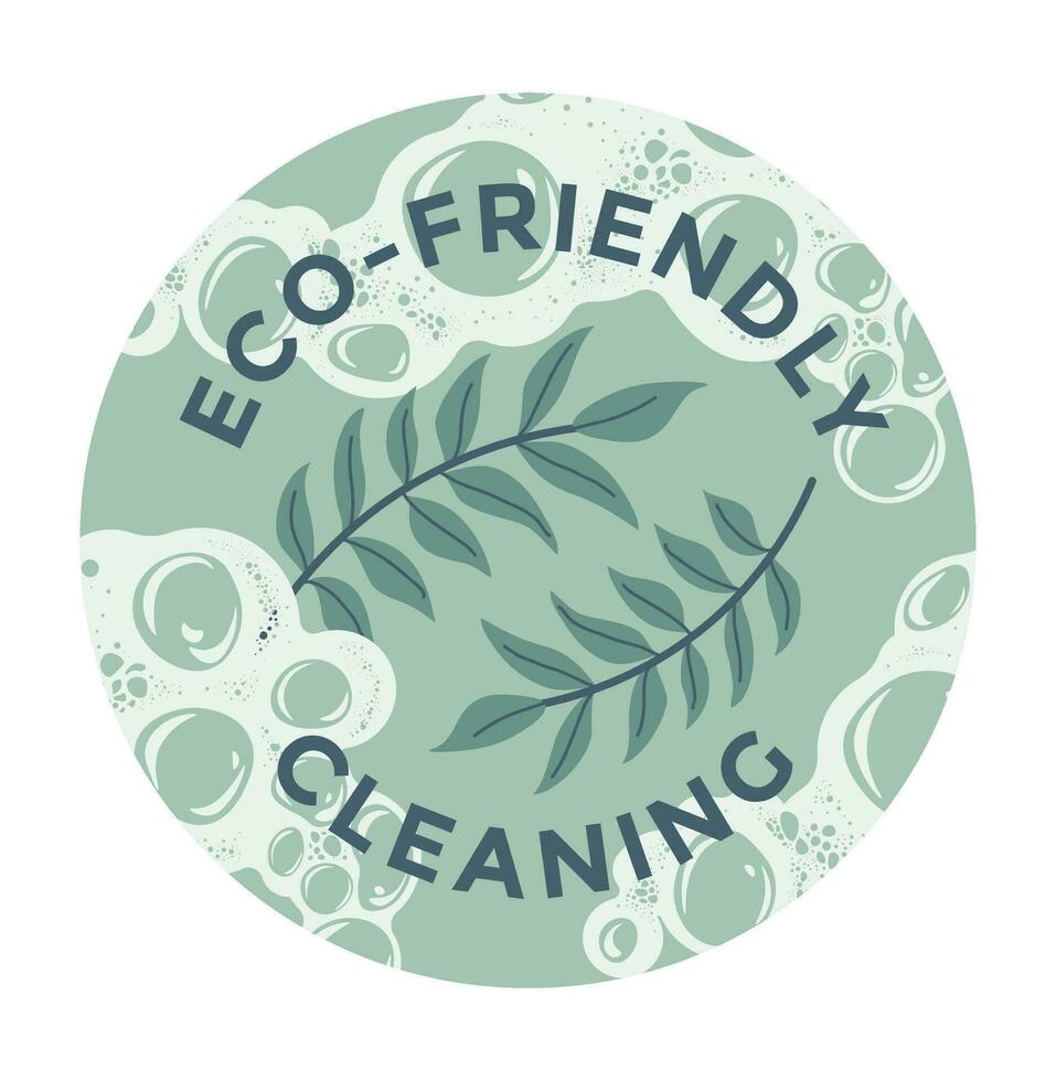 eco simpático limpieza para hogar, detergente etiqueta vector