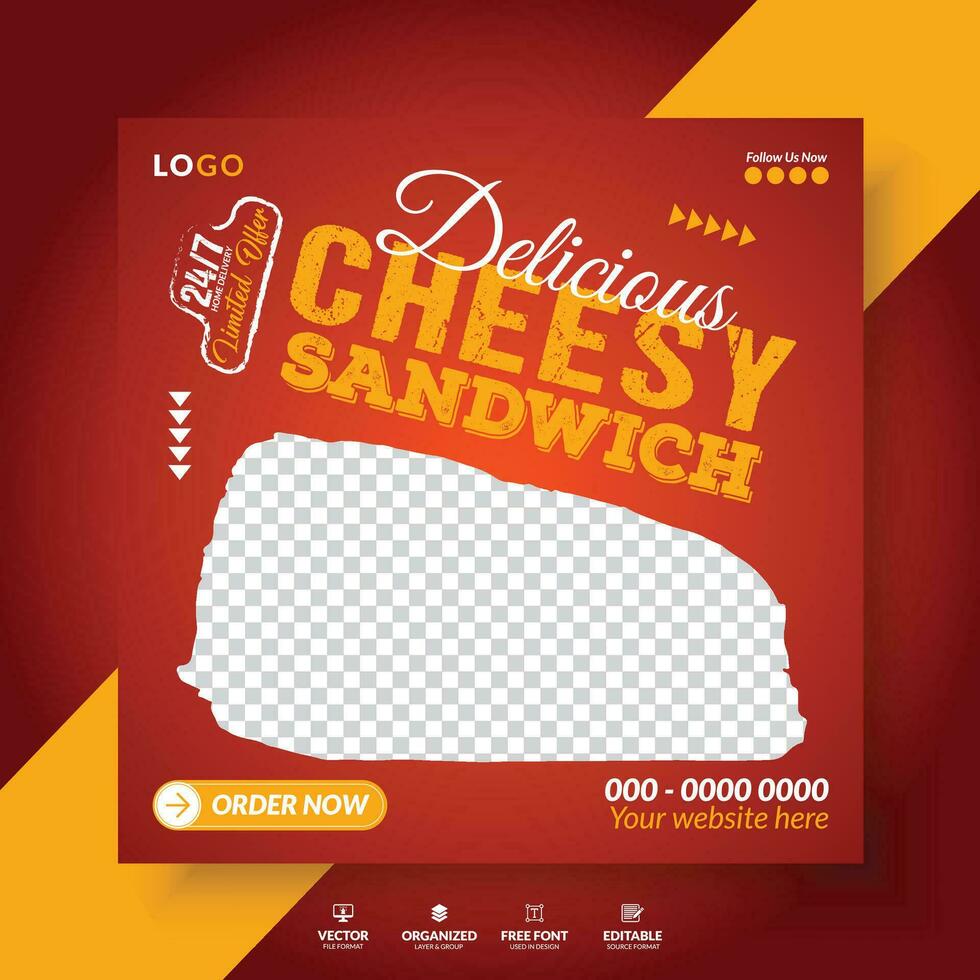 Fast Food menu and restaurant business marketing social media banner design template. vector