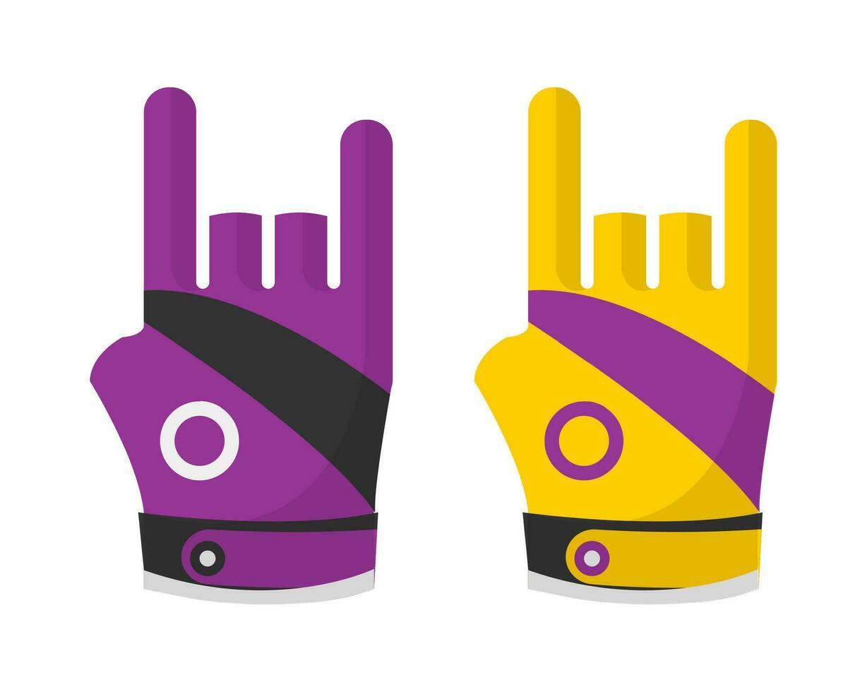 Hands in gloves showing rock n roll sign vector