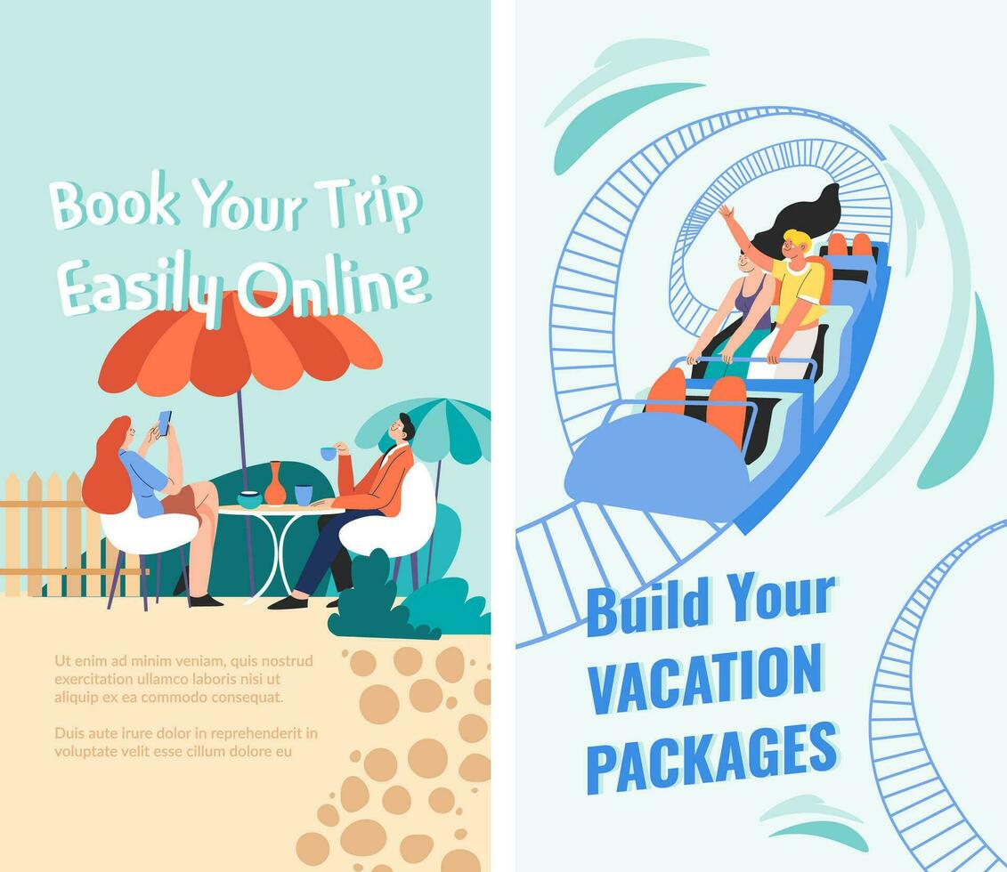 libro tu viaje fácilmente en línea, construir tu vacaciones vector