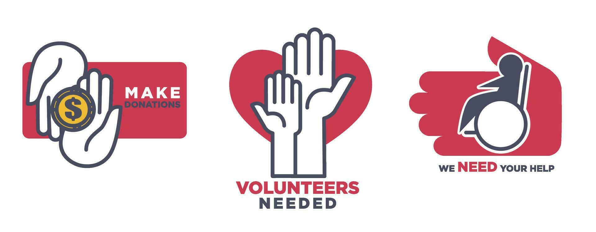 Make donation, we need your help volunteering vector