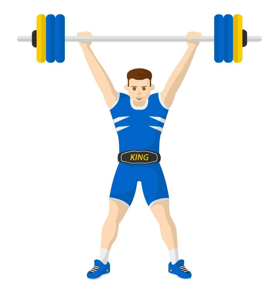 Bodybuilder, weightlifting male character vector