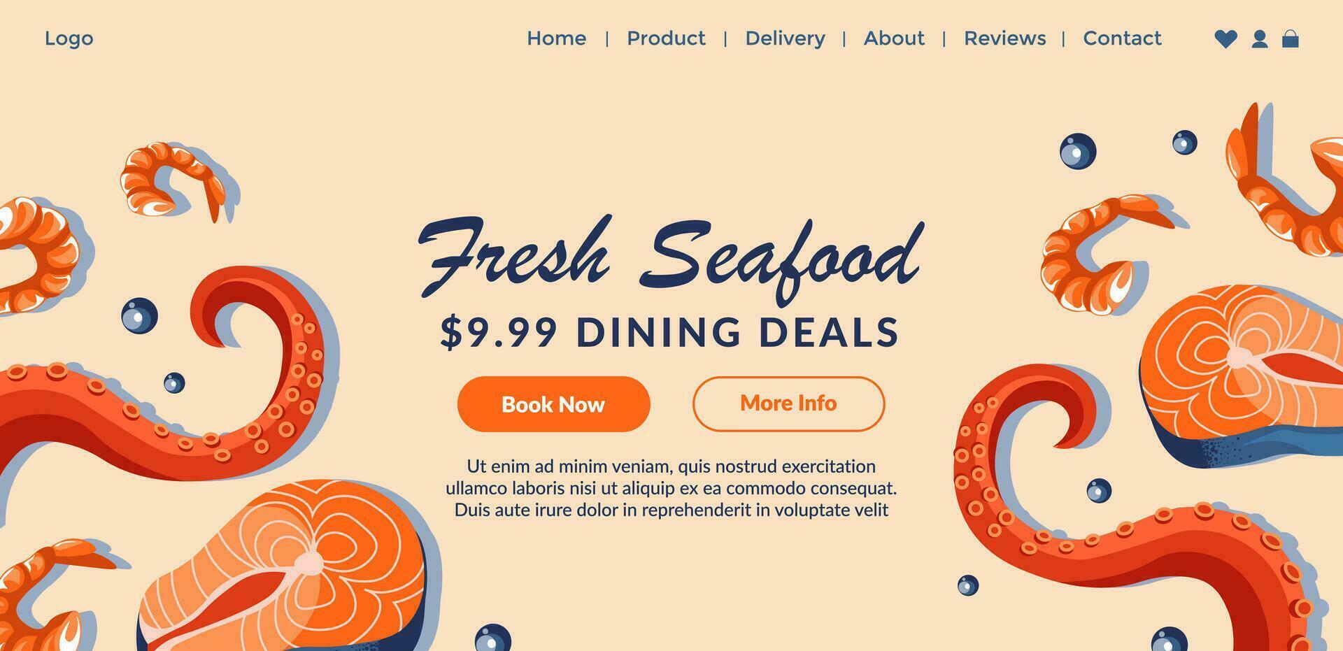 Fresco Mariscos para orden, descuentos y ventas vector