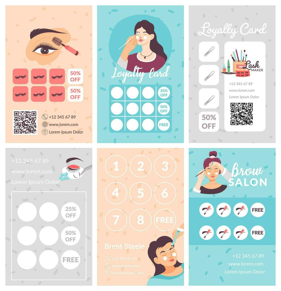 Loyalty card collection for brow  eyelash master vector