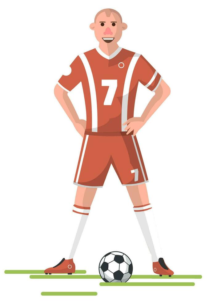 Football player, sports equipment and uniform vector