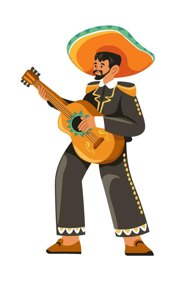 Hispano flamenco guitarrista con acústico guitarra vector